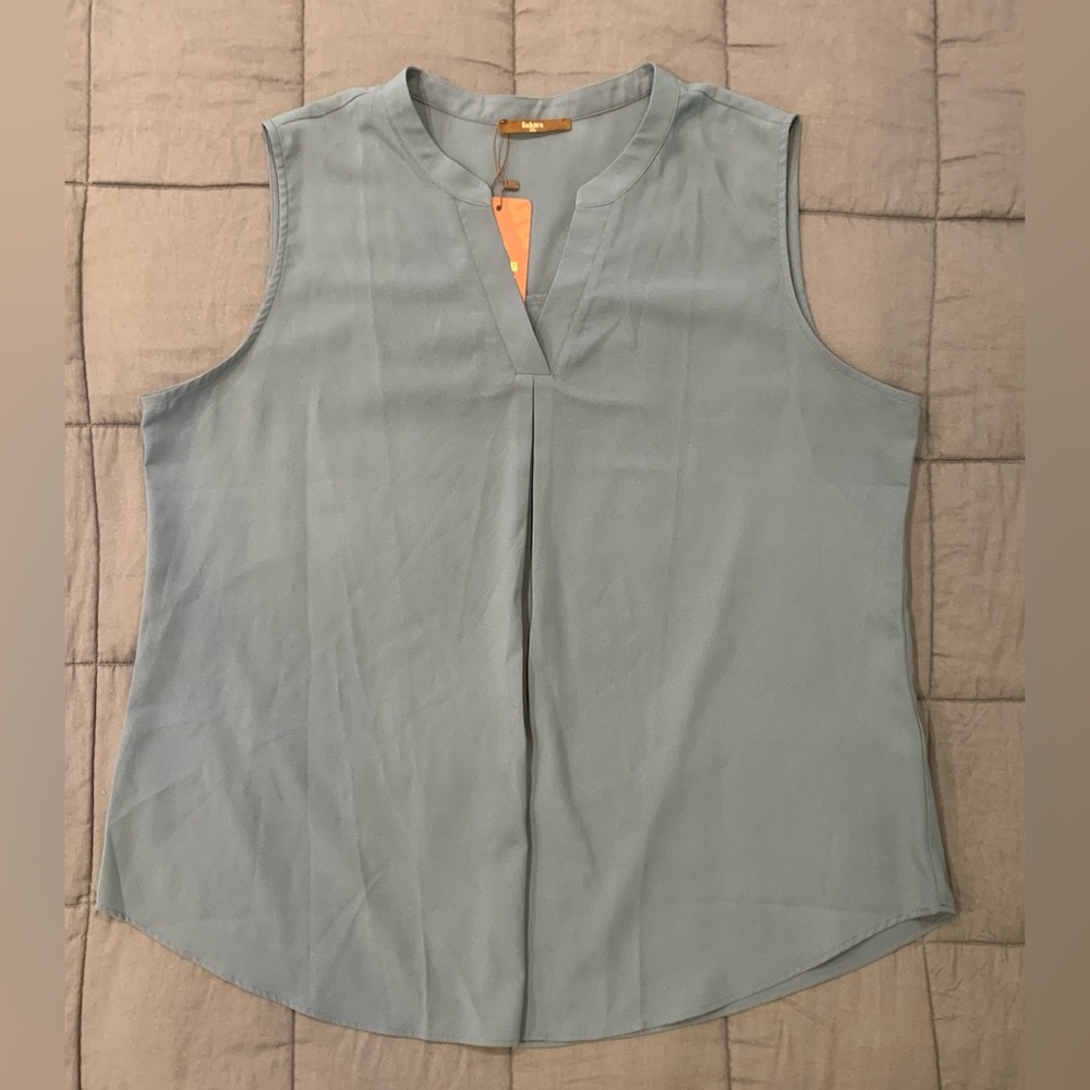 Gaharu Sleeveless V-Neck Pleated Top in sage